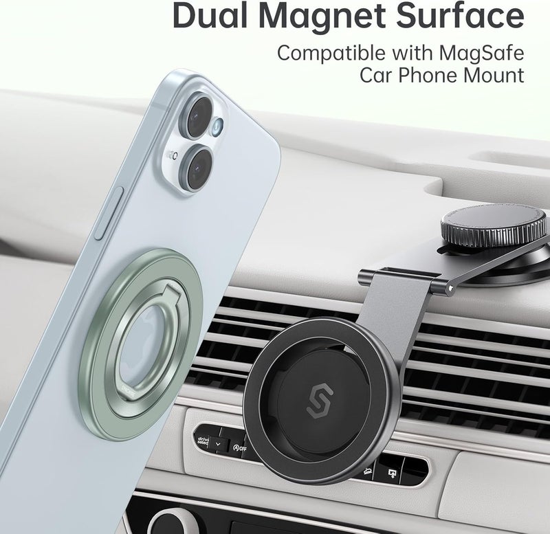 Syncwire Magnetic Phone Ring Holder for MagSafe, 360° Rotation Cell Phone Grip Stand Finger Ring Kickstand Two-Sided Magnet Compatible with iPhone 17 Pro Max 16 15 14 13 12 MagSafe Accessories - Image 3
